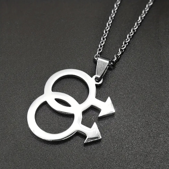 🌈Gay Men Symbol Pendant Stainless Steel W/chain - Picture 1 of 5